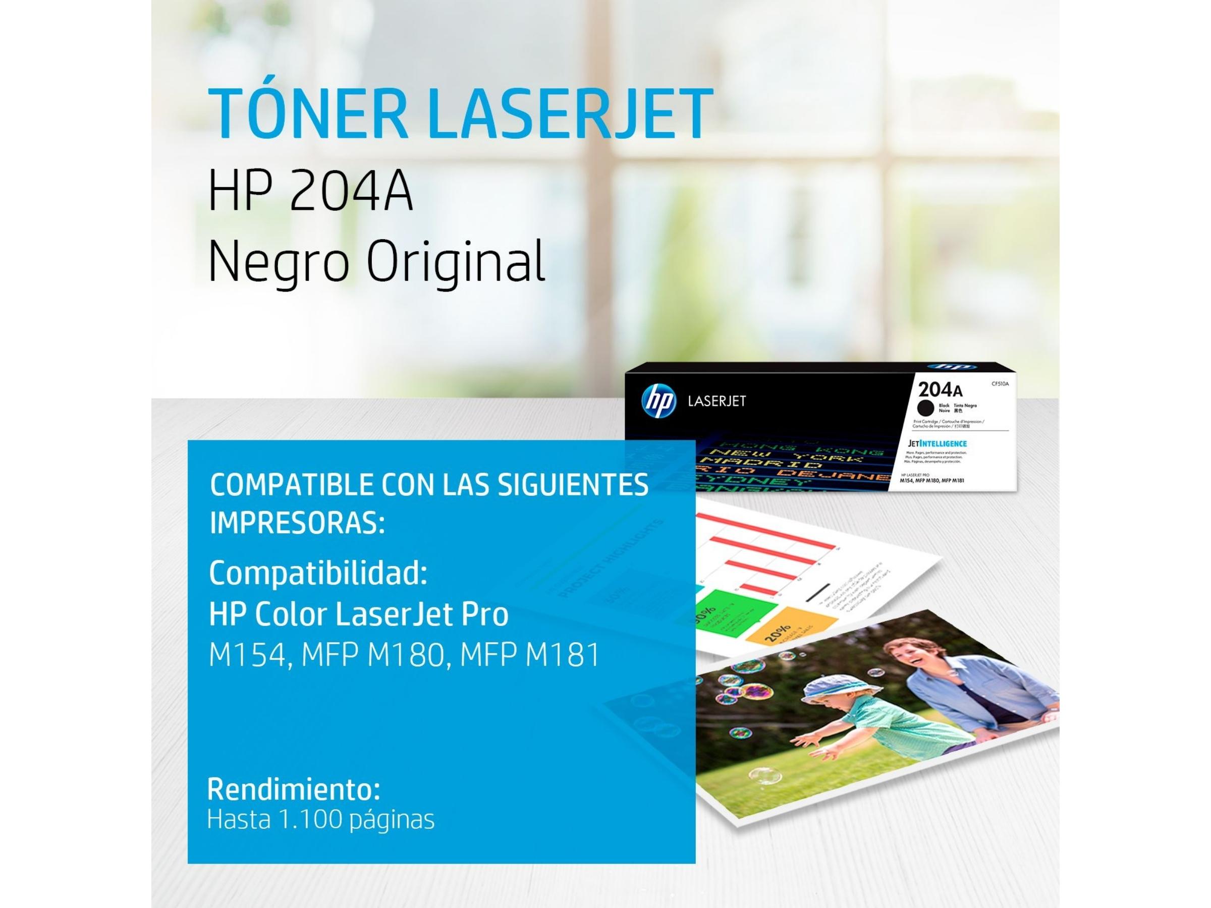 TONER HP 204A NEGRO (CF510A) LASERJET M154/M180/M181 1100 PAG.